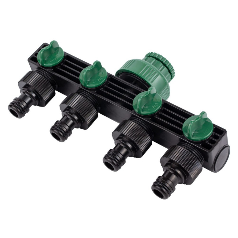 Grad Кран распределительный с адаптерами 1/2" 4-е выхода в/с 1/2"×3/4" (ABS) (5016905)