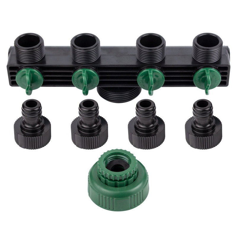 Grad Кран распределительный с адаптерами 1/2" 4-е выхода в/с 1/2"×3/4" (ABS) (5016905)