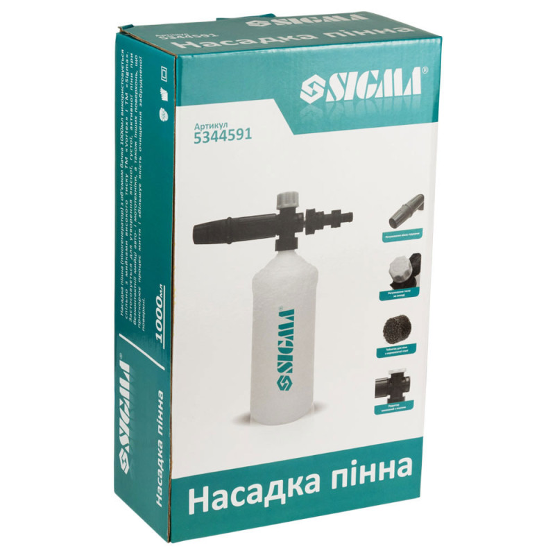 SIGMA Насадка пенная (пеногенератор пластик) 1л для моек с мощностью от 1500Вт по 3000Вт (5344591)