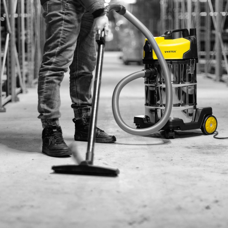 VORTEX Пылесос строительный 1400Вт 3.2м3/мин 22КПа нержавеющий бак 30л (5346483)