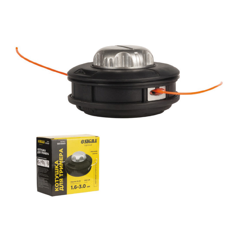 SIGMA Катушка для триммера полуавтоматическая M10×1.25 Ø1.6-3.0мм металлическая кнопка (5613501)