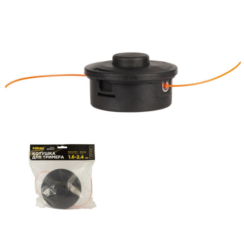 SIGMA Катушка для триммера ручная M10×1.25 Ø1.6-2.4мм пластиковый корпус (5613641)