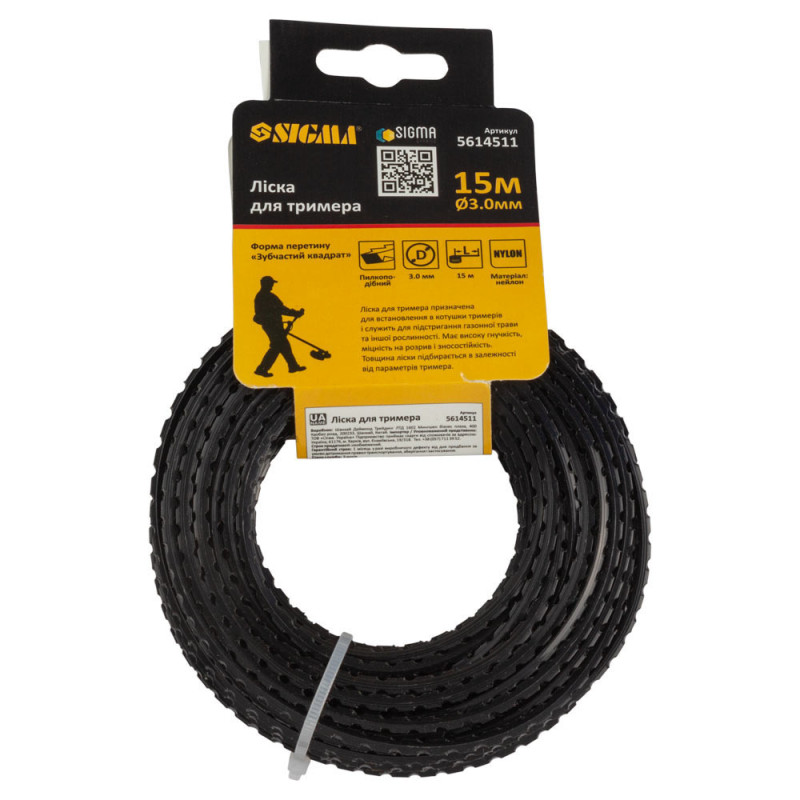 SIGMA Леска для триммера "пилы" Ø3.0мм 15м (5614511)