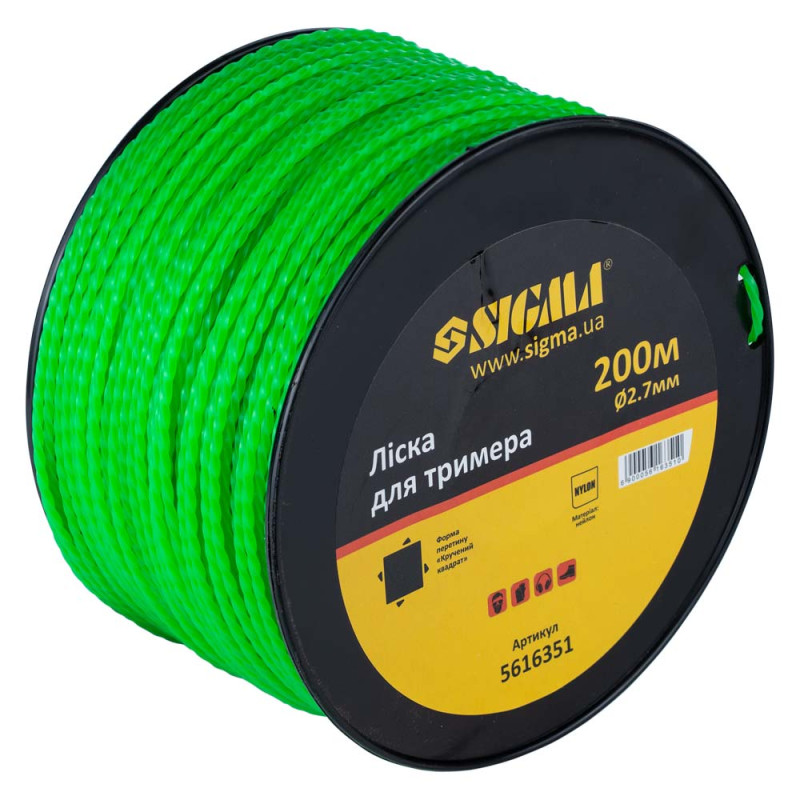 SIGMA Леска для триммера крученый квадрат Ø2.7мм 200м катушка (5616351)
