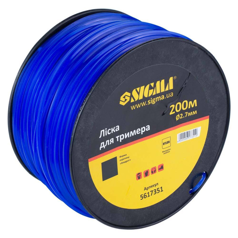 SIGMA Леска для триммера квадрат Ø2.7мм 200м катушка (5617351)