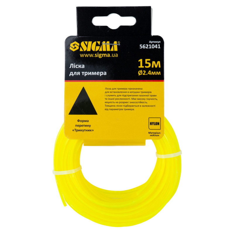 SIGMA Леска для триммера треугольник Ø2.4мм 15м (5621041)
