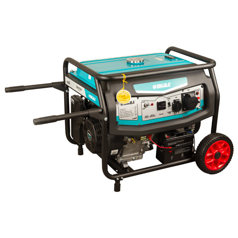 SIGMA Генератор бензиновый 220В 7.5/8.0кВт 4-х тактный электрозапуск (5710561)