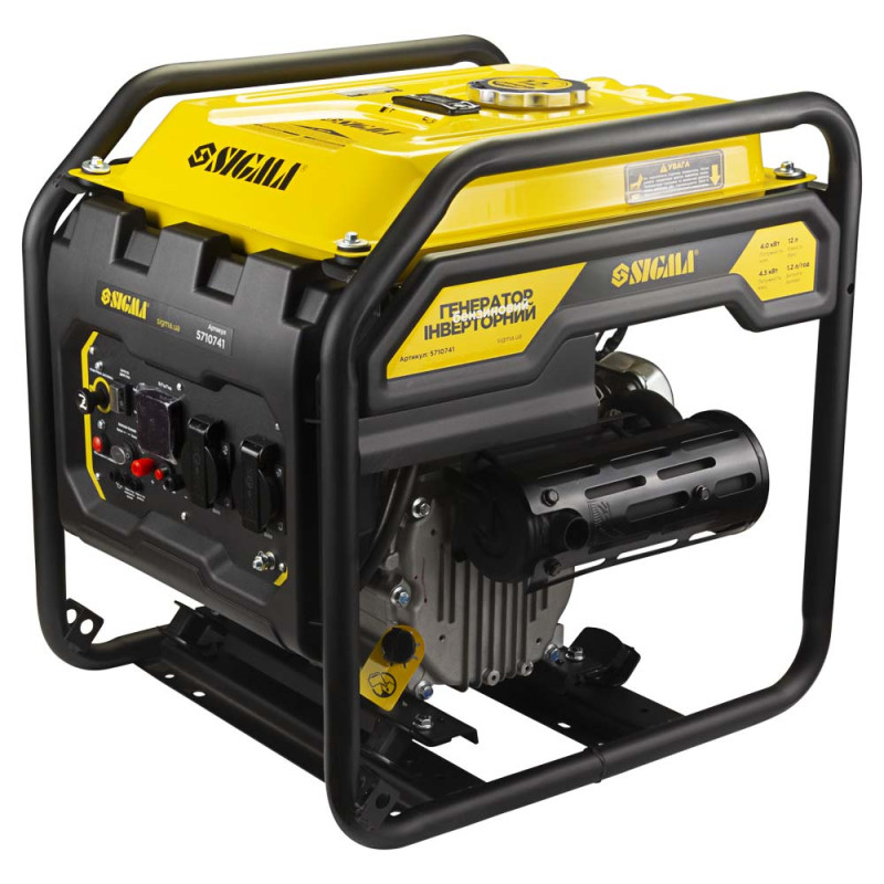 SIGMA Генератор инверторный бензиновый 4.0/4.5кВт 12л 4-х тактный ручной запуск (5710741)