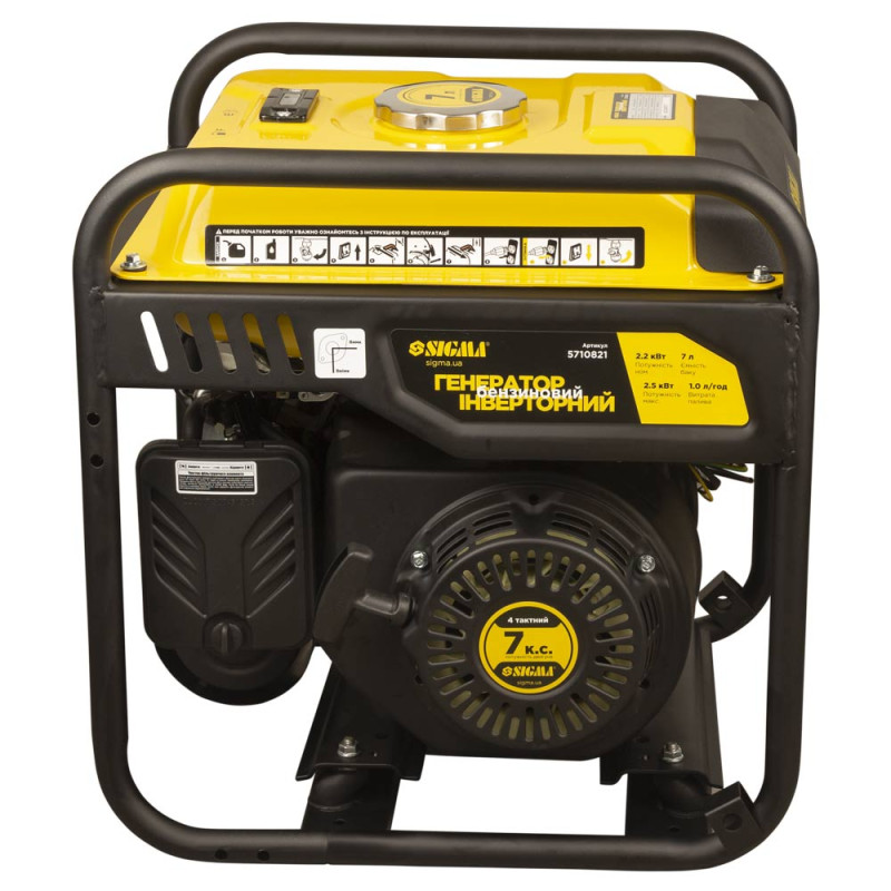 SIGMA Генератор инверторный бензиновый 2.2/2.5кВт 7л 4-х тактный ручной запуск (5710821)