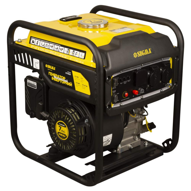 SIGMA Генератор инверторный бензиновый 2.2/2.5кВт 7л 4-х тактный ручной запуск (5710821)