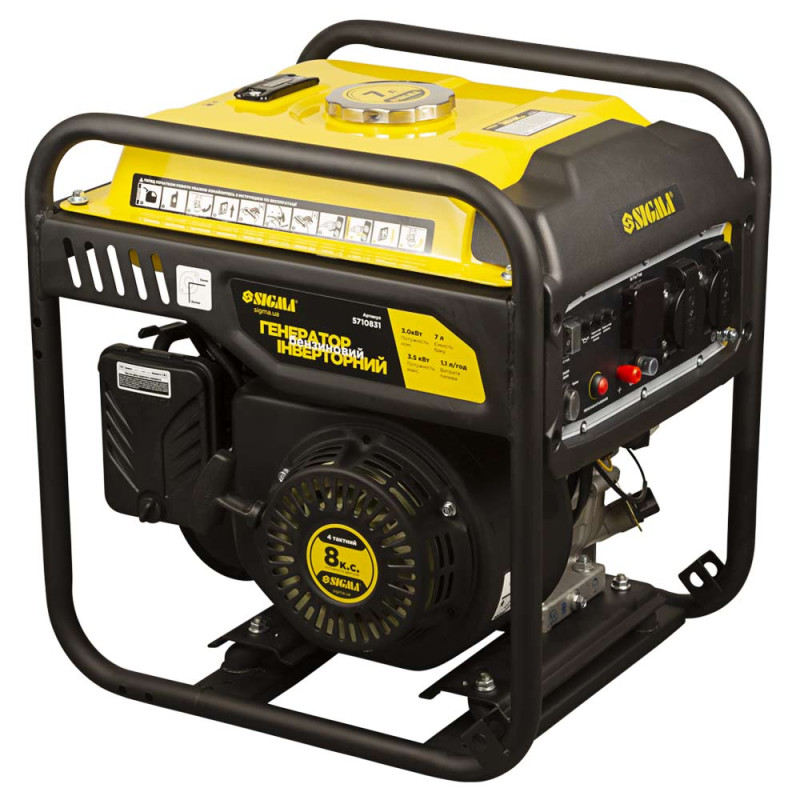SIGMA Генератор инверторный бензиновый 3.0/3.5кВт 7л 4-х тактный ручной запуск (5710831)