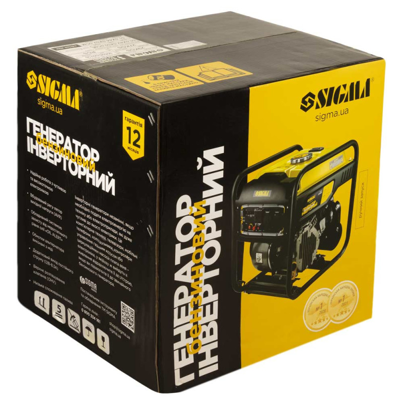 SIGMA Генератор инверторный бензиновый 4.0/4.5кВт 7л 4-х тактный ручной запуск (5710841)