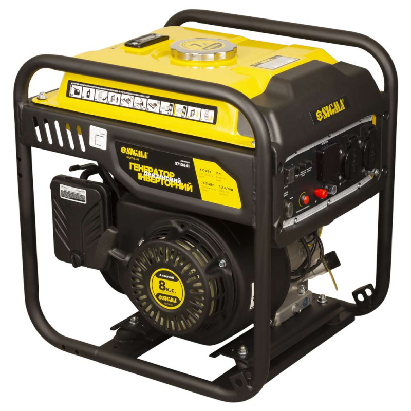 SIGMA Генератор инверторный бензиновый 4.0/4.5кВт 7л 4-х тактный ручной запуск (5710841)