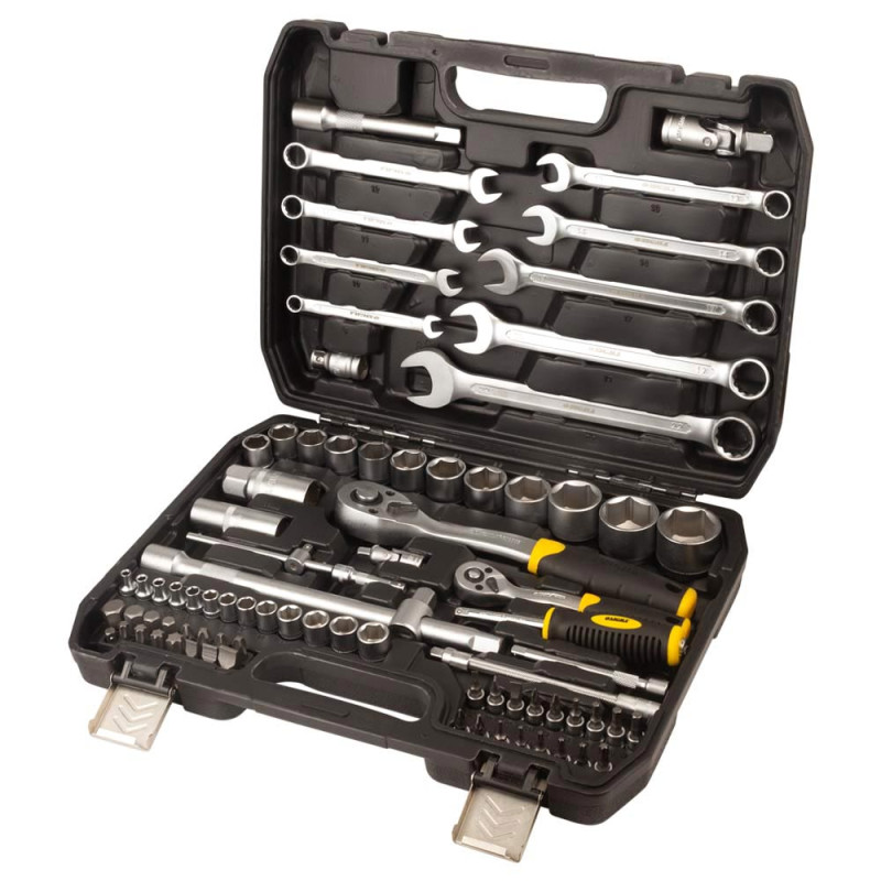 SIGMA Набор торцевых насадок и бит 1/4", 1/2" 82шт CrV mid (6001551)