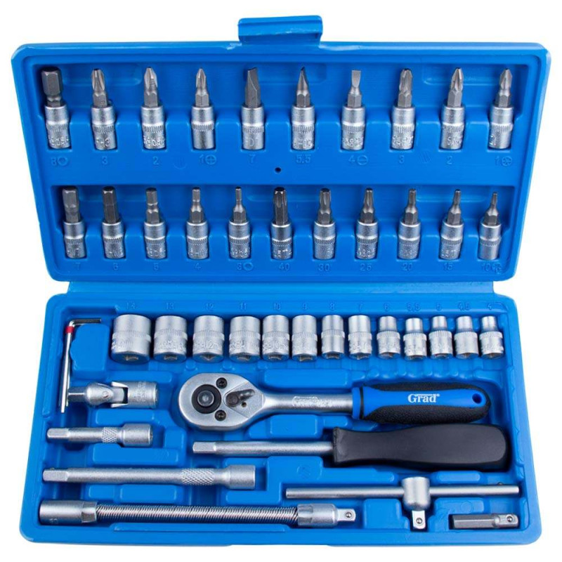 Grad Набор торцевых насадок и биты 1/4" 46шт Start (6003015)