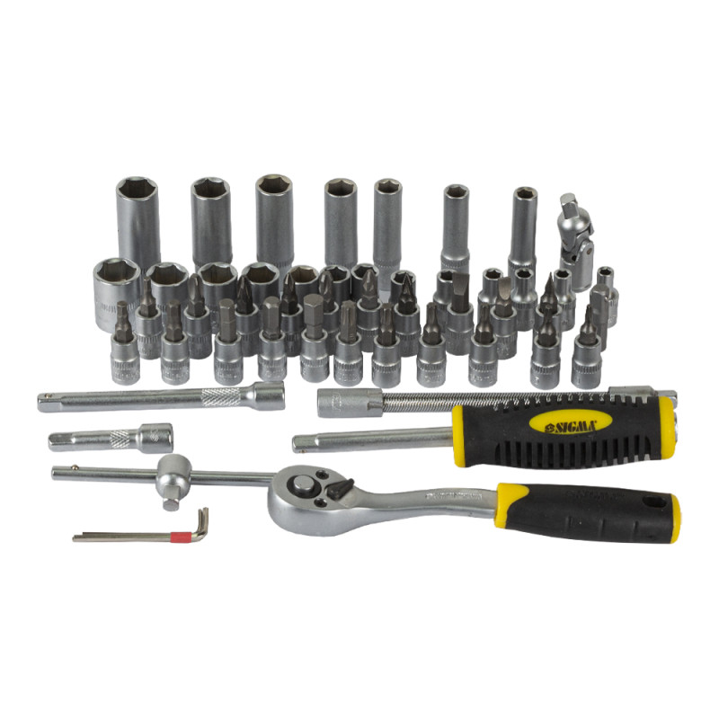 SIGMA Набор торцевых насадок и биты 1/4" 53шт CrV (6003521)