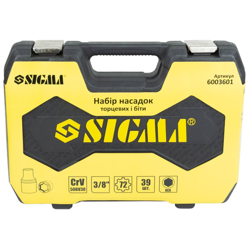 SIGMA Набор насадок торцевых и бит 3/8" 39шт CrV mid (6003601)