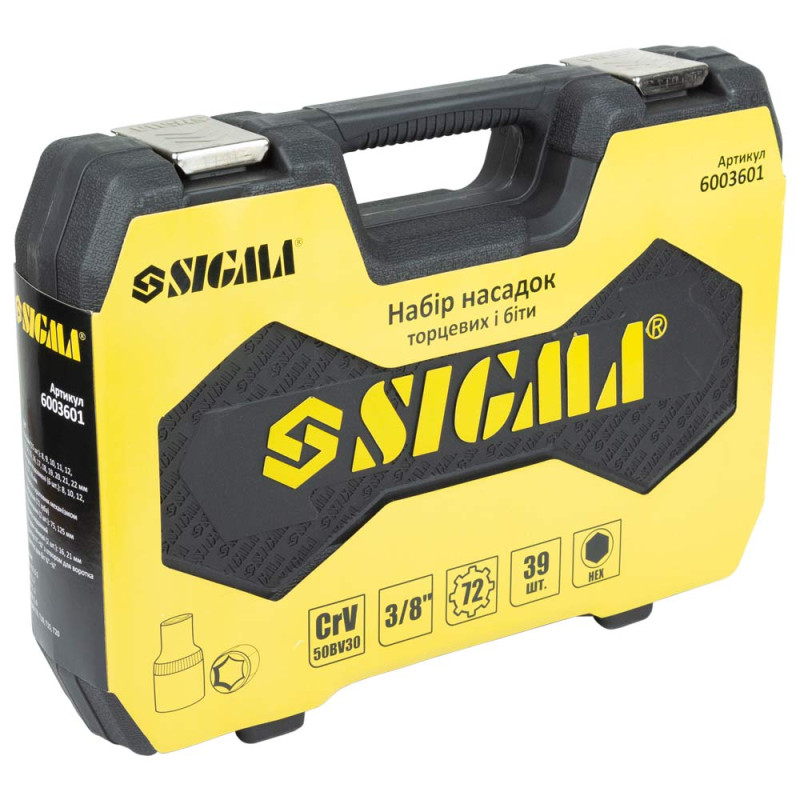 SIGMA Набор насадок торцевых и бит 3/8" 39шт CrV mid (6003601)