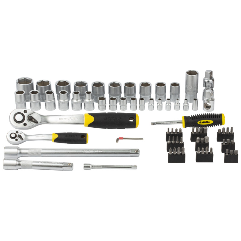 SIGMA Набор торцевых насадок и бит 1/4", 1/2" 72шт CrV mid (6003741)