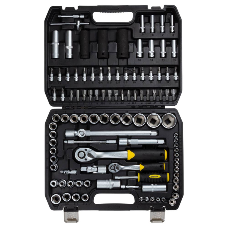 SIGMA Набор торцевых насадок и биты 1/4" 1/2" 114шт CrV (6003781)