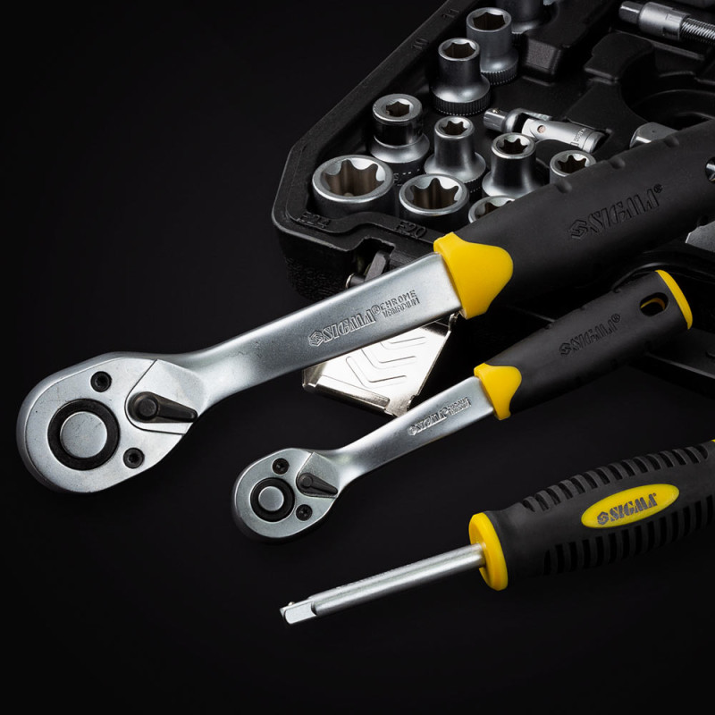 SIGMA Набор торцевых насадок и биты 1/4" 1/2" 114шт CrV (6003781)