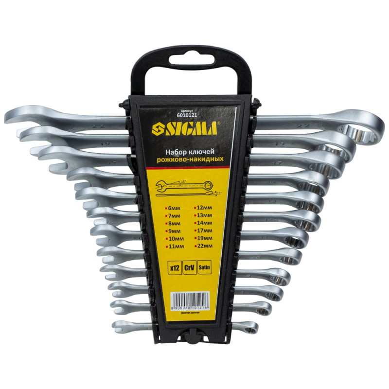 SIGMA Ключи рожково-накидные 12шт 6-22мм CrV (6010121)