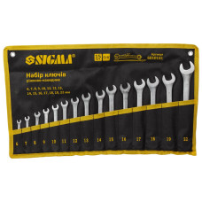 SIGMA Ключи рожково-накидные 15шт 6-22мм CrV satine (тк чехол) (6010131)