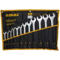 SIGMA Ключи рожково-накидные 12шт 13-32мм CrV satine (тк чехол) (6010211)