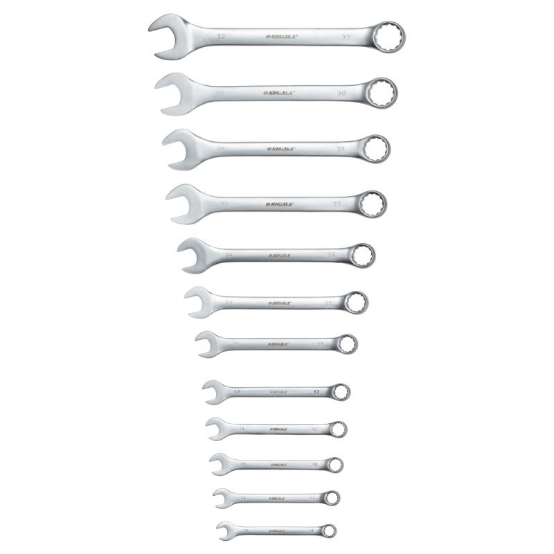 SIGMA Ключи рожково-накидные 12шт 13-32мм CrV satine (тк чехол) (6010211)