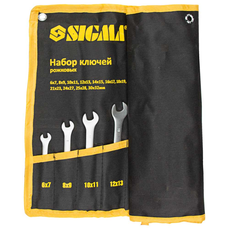 SIGMA Ключи рожковые 12шт 6-32мм CrV satine (тк чехол) (6010341)