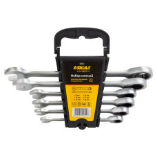 SIGMA Набор ключей рожково-накидных с трещоткой 6шт (8, 10, 12, 13, 17, 19мм) CrV satine (6010511)