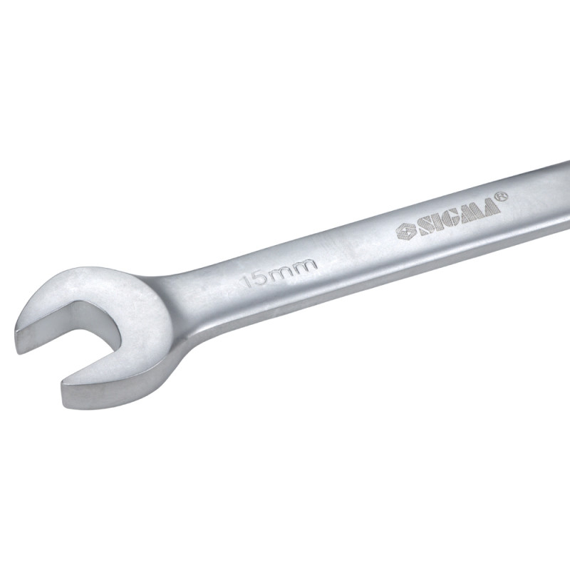 SIGMA Ключ рожково-накидный трещеточный 15мм CrV satine (6022151)