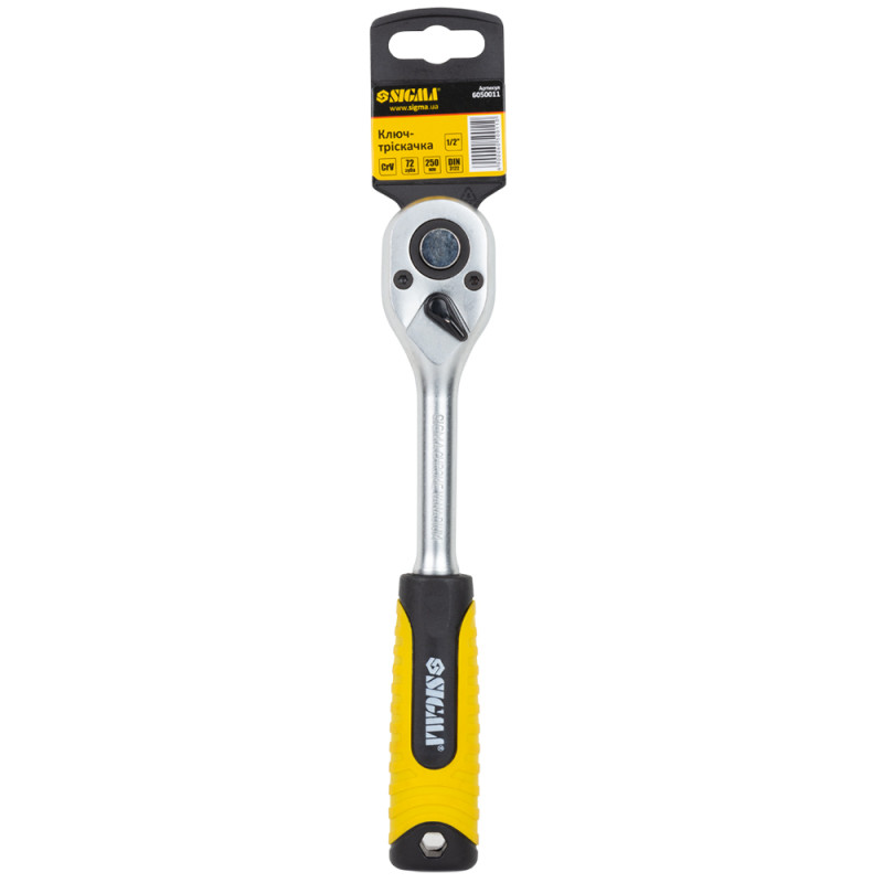 SIGMA Ключ-трещотка 1/2" 250мм 72T CrV (6050011)