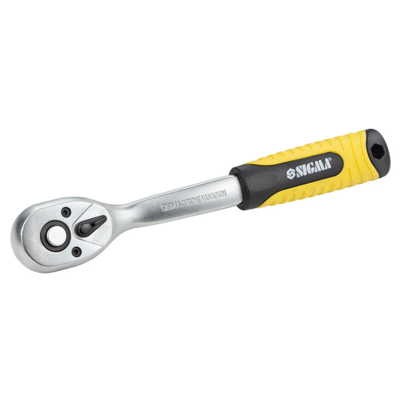 SIGMA Ключ-трещотка с изогнутой ручкой 3/8" 200мм 72T CrV (6050081)