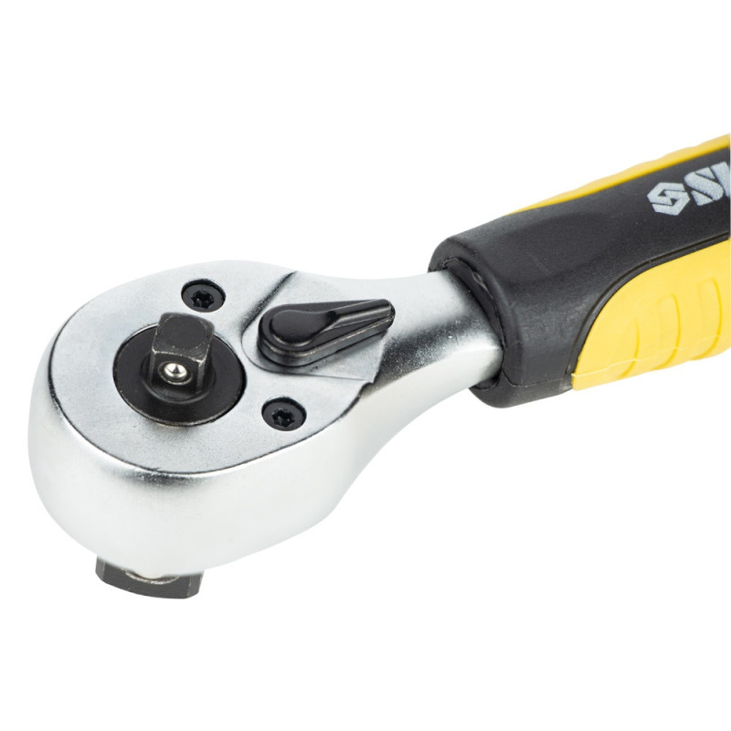 SIGMA Ключ-трещотка двухсторонняя укороченная 1/4"-1/2" 145мм 72T CrV (6050251)