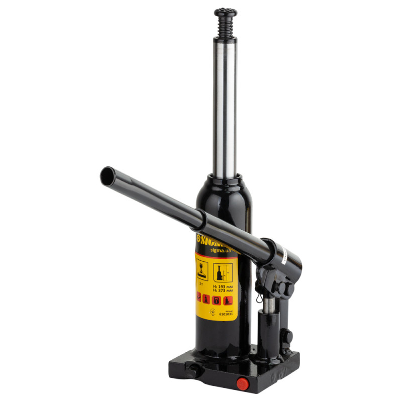 SIGMA Домкрат гидравлический бутылочный 3т H 193-373мм (6101031)