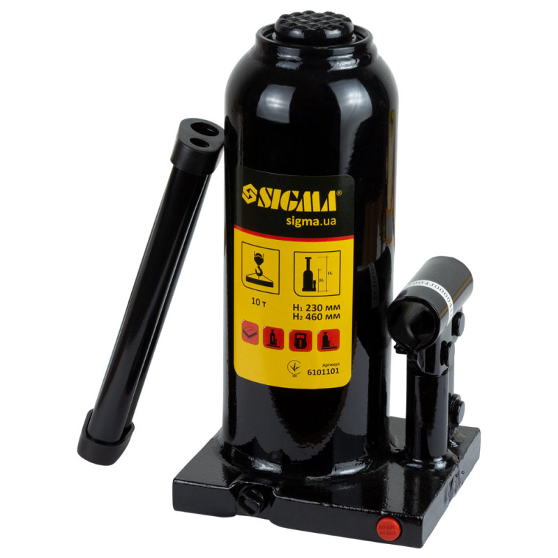 SIGMA Домкрат гидравлический бутылочный 10т H 230-460мм (6101101)