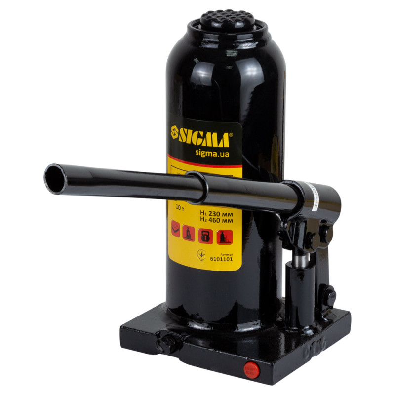 SIGMA Домкрат гидравлический бутылочный 10т H 230-460мм (6101101)