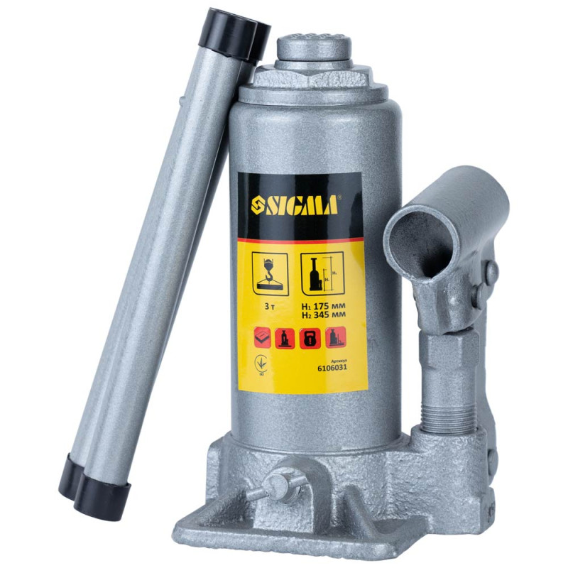 SIGMA Домкрат гидравлический бутылочный 3т H 175-345мм Standard (6106031)