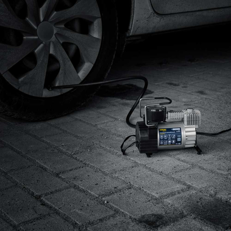 SIGMA Компрессор автомобильный автостоп 12В 180Вт 15А 35л/мин 10бар сумка, переходник на клеммы (6170251)