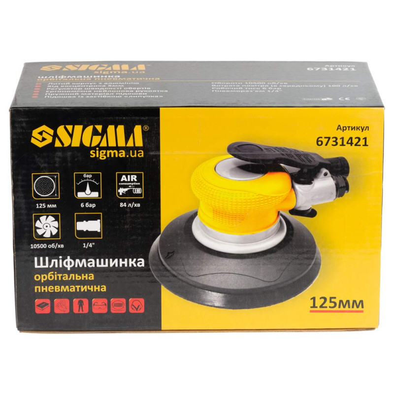 SIGMA Шлифмашинка орбитальная пневматическая 125мм (6731421)