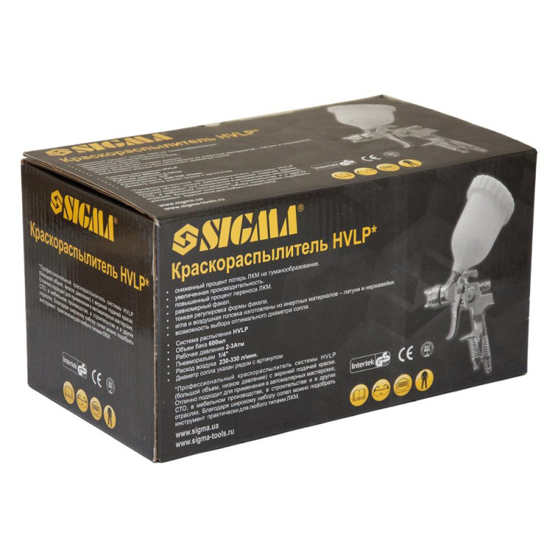 SIGMA Краскораспылитель HVLP Ø1.8мм (хром) из в/б (пласт) (6812141)