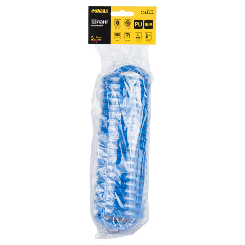 SIGMA Шланг спиральный полиуретановый (PU) 5м 6.5×10мм (7012111)