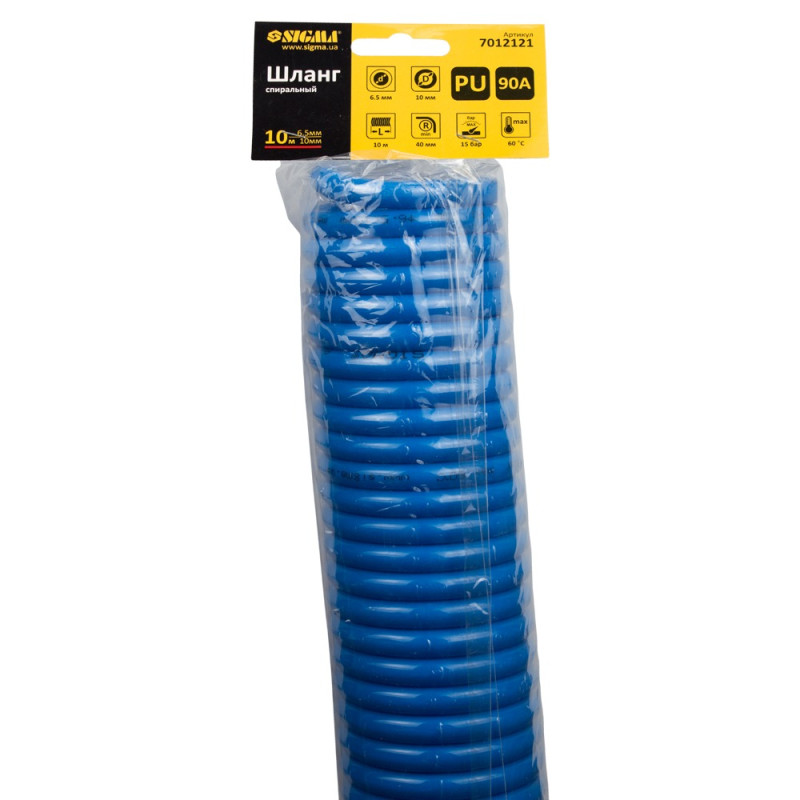 SIGMA Шланг спиральный полиуретановый (PU) 10м 6.5×10мм (7012121)