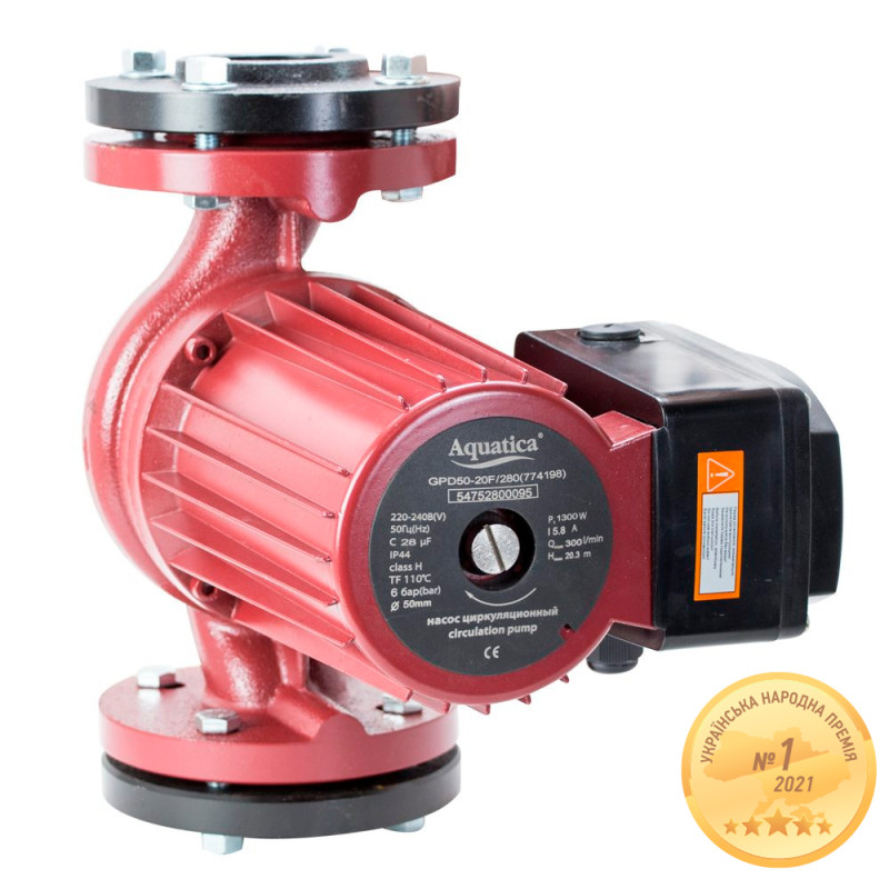 Aquatica Насос циркуляційний фланцевий 1.0кВт Hmax 16.3м Qmax 250л/хв DN40 250мм+відповідь фланець (774187)