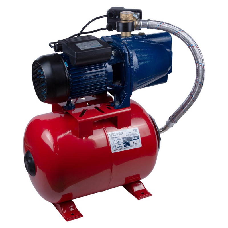 WETRON Станция 1.1кВт Hmax 52м Qmax 70л/мин (самовсасывающий насос) 24л Украина JET100AA5 (775038/24)