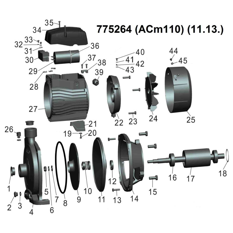 Leo Насос центробежный 1.1кВт Hmax 40м Qmax 120л/мин 3.0 ACm110 (775264)