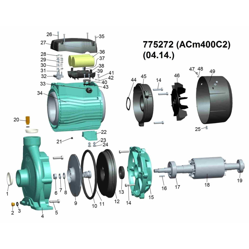 Leo Насос центробежный 4.0кВт Hmax 39м Qmax 900л/мин 2" 3.0 ACm400C2 (775272)