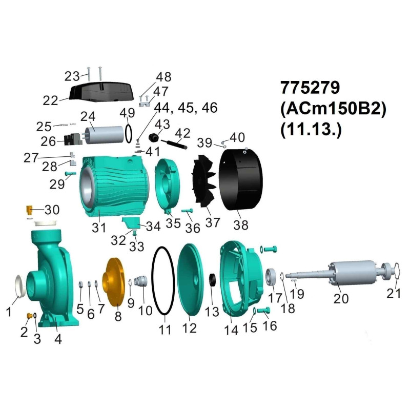 Leo Насос центробежный 1.5кВт Hmax 22м Qmax 500л/мин 2" 3.0 ACm150B2 (775279)