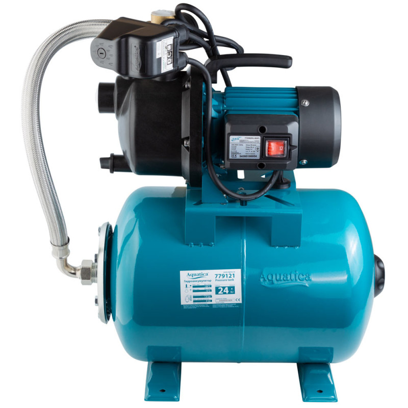 AquaticaLEO Станция 0.6кВт Hmax 35м Qmax 50л/мин пластик (самовсасывающий насос) 24л Украина EKJ-602PA5/UA (775306/24)